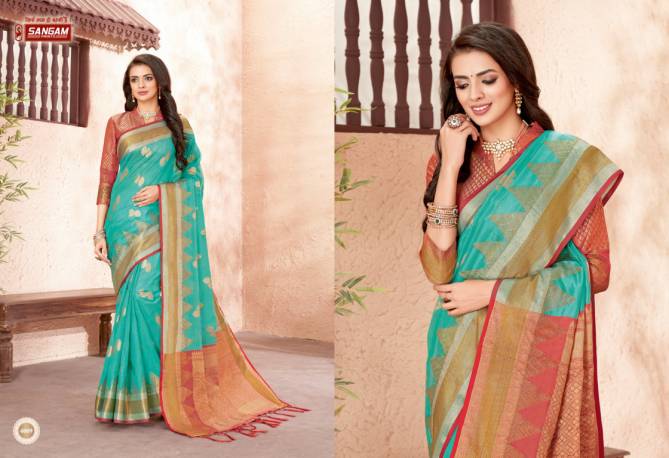 Sangam Jhalak New Exclusive Wear Organza Rich Pallu Designer Sarees Collection